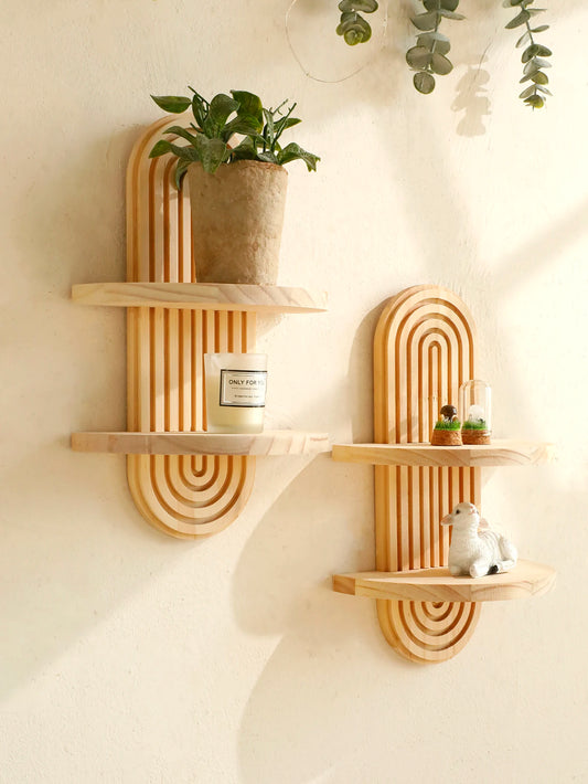 Boho Geometric Wooden Wall Shelves™