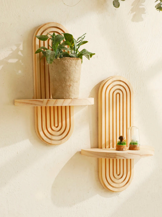 Boho Geometric Wooden Wall Shelves™